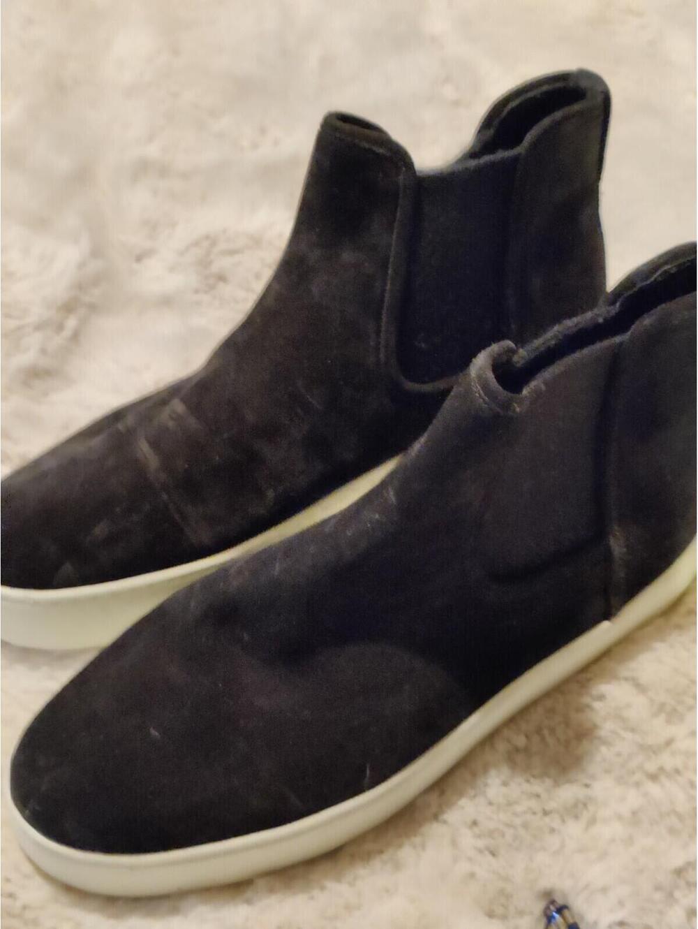 $350 Vince Women's Black Warren Slip on  Platform Boot Suede/US 10M